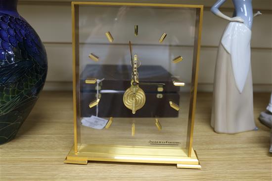 A Jaeger le Coultre, Geneve mantel clock with case and paperwork H.19.5